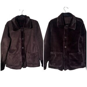 Brandon Thomas Reversible Faux Fur Brown Coat Medium